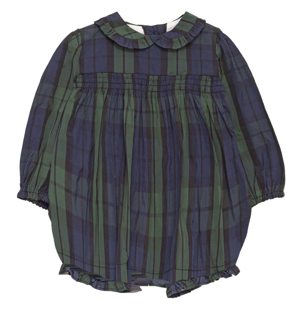 Cosmosophie Paola Romper - Green/Blue Plaid