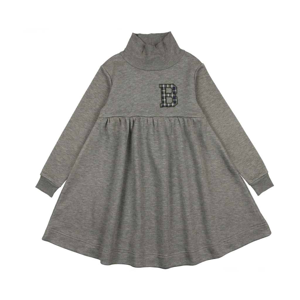 Lil Legs Plaid Applique Sweatshirt Dress - Light Grey