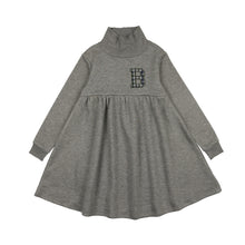 Load image into Gallery viewer, Lil Legs Plaid Applique Sweatshirt Dress - Light Grey