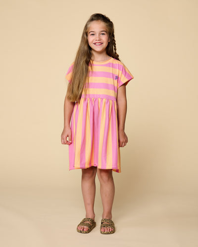 Petit Blush Stripe Dress - Cashmere Rose/Peach Cobbler
