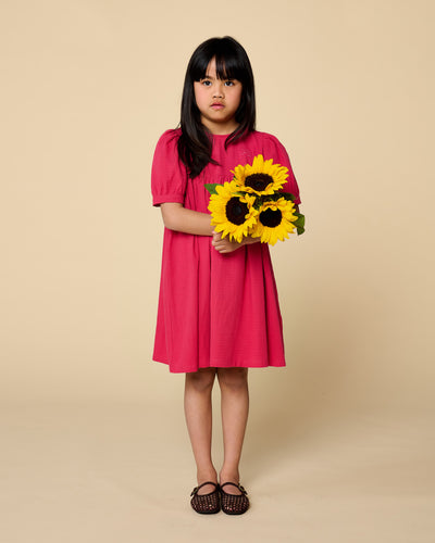 Petit Blush Puff Sleeve Dress - Raspberry Wine