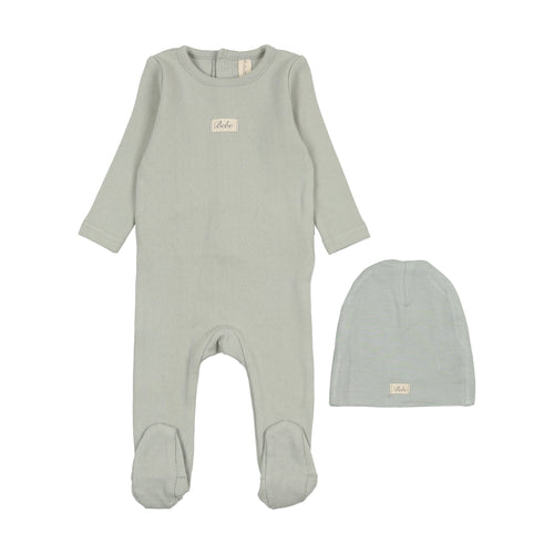 Lilette Pointelle Bebe Footie & Beanie - Seafoam