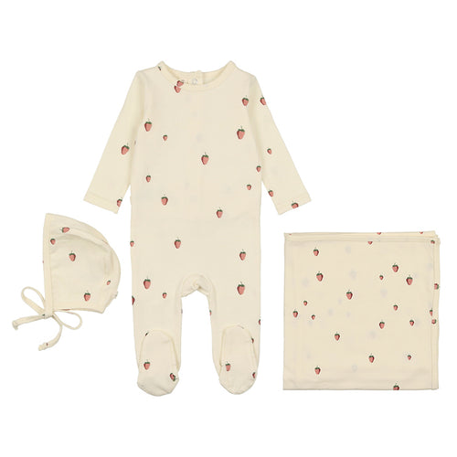 Lil Legs Ivory/Strawberry Printed Fruit Layette Set