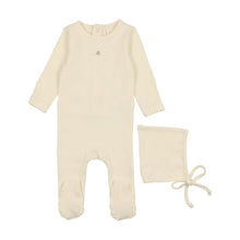 Load image into Gallery viewer, Lil Legs Pointelle Circle Footie &amp; Beanie - Ivory