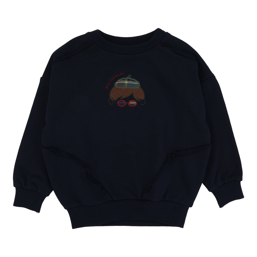 Lil Legs Plaid Detail Boys Sweatshirt - Navy