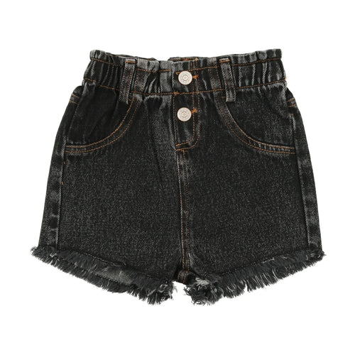 Lil Leg Paperbag Shorts - Black Denim