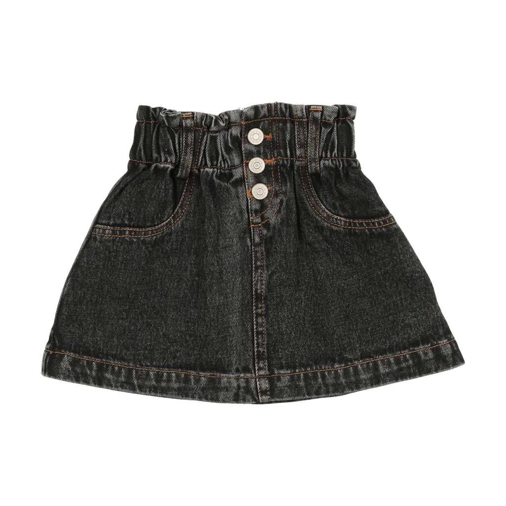 Lil Legs Paperbag Skirt - Black Denim