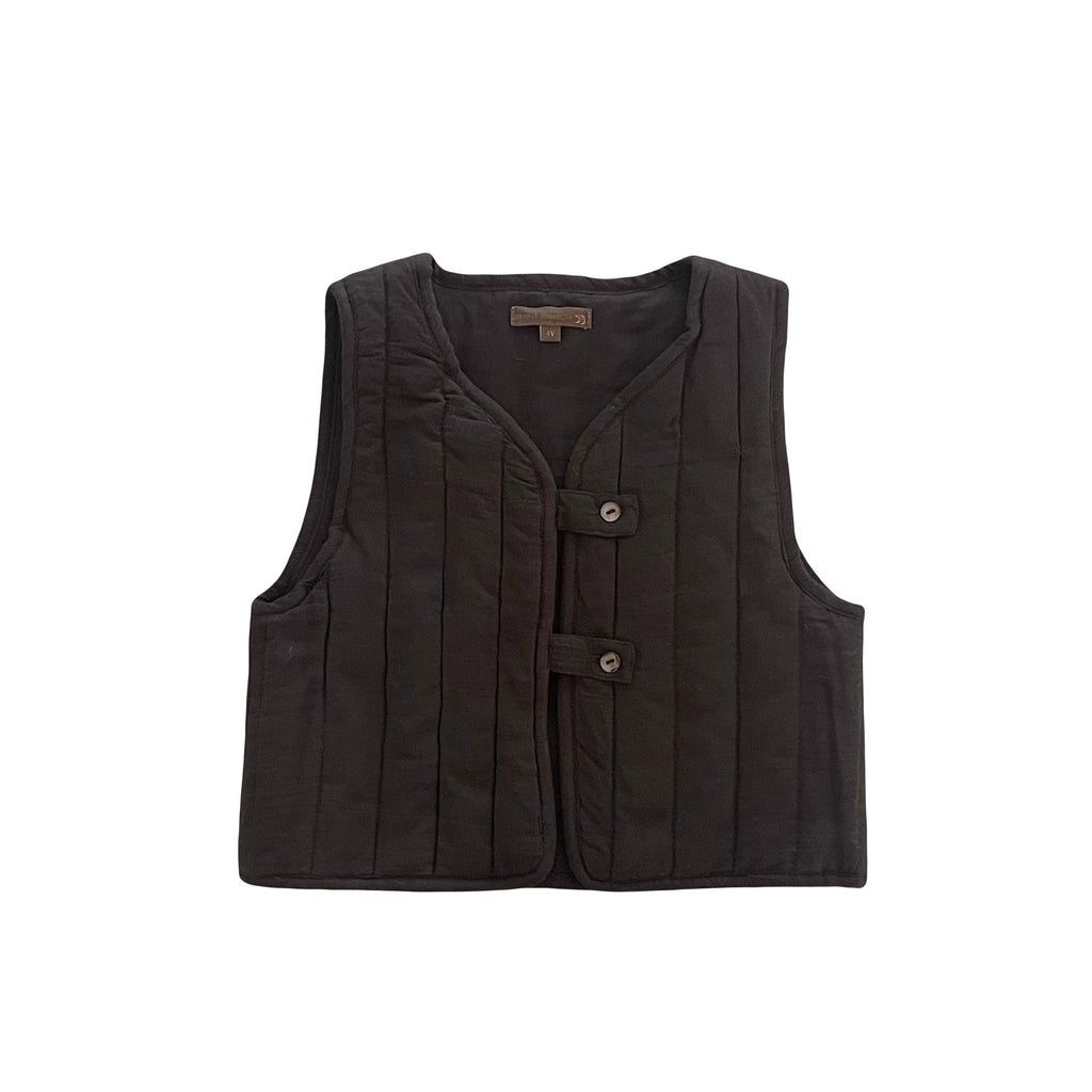 Orange Dimanche Quilted Vest- Brown