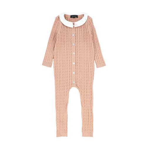 Bamboo Cable Knit Collar Romper - Pink
