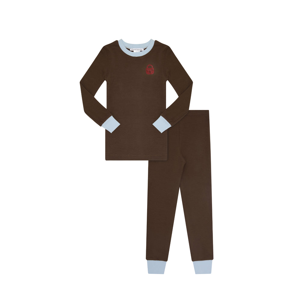 Little Parni Pajamas (PJ123) - Brown/Light Blue