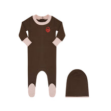 Load image into Gallery viewer, Little Parni  Footie And Hat  (PJ126) - Brown/Pink