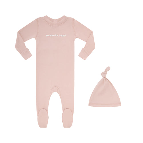 Heven Because It's Heaven Footie And Hat - Pink (PJ14)