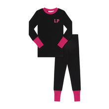 Load image into Gallery viewer, Parni Varsity Kids Pajamas - Black/Pink