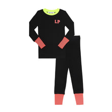 Load image into Gallery viewer, Parni PJ68 Varsity Neon Pajamas - Black/Pink