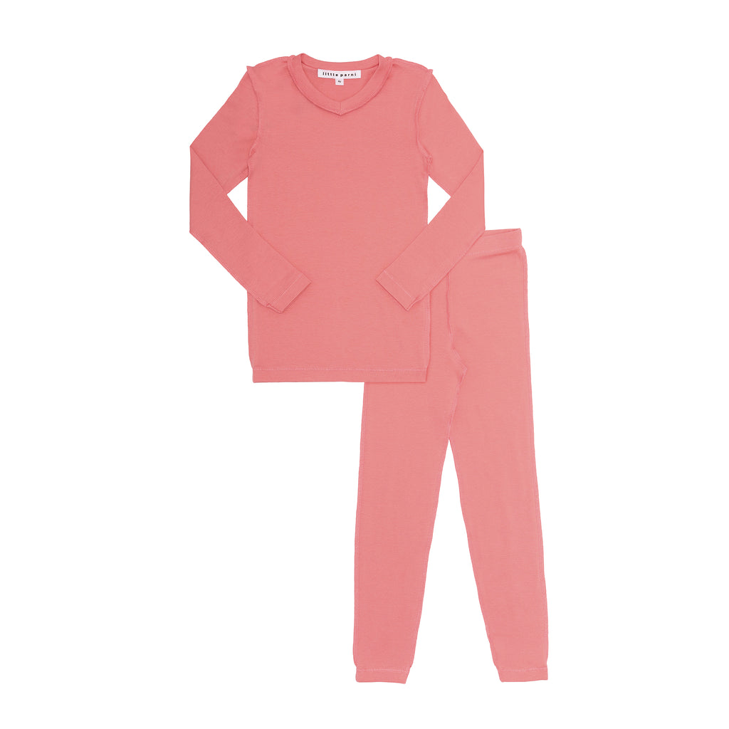 Little Parni PJ71 Solid Pajamas - Coral