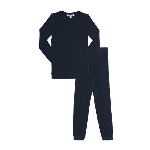 Little Parni PJ71 Solid Pajamas - Navy