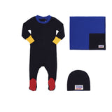 Little Parni Colorblock Stretchy & Blanket Set - Navy/Blue