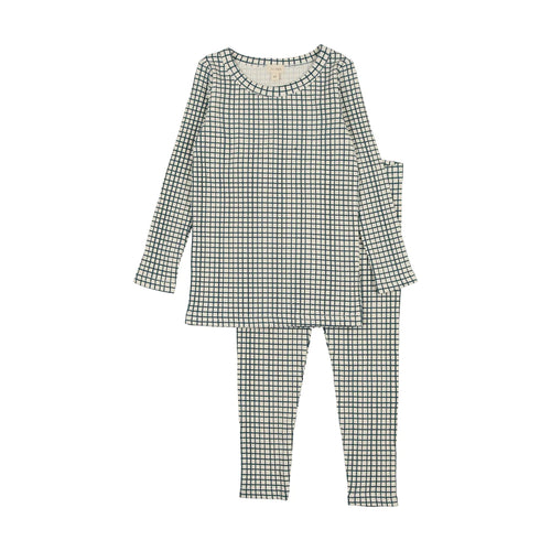 Lil Legs Printed Lounge Set Long Sleeve Wondowpane - Blue