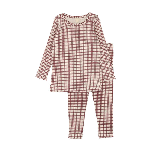 Lil Legs Printed Lounge Set Long Sleeve Wondowpane - Red