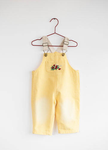Please Mom Distressed Barrel Overalls - Yellow
