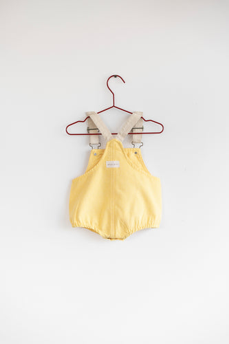 Please Mom Distressed Barrel Baby Romper - Yellow
