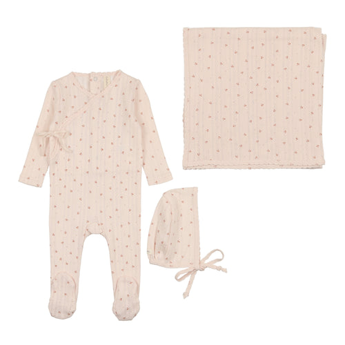 Lilette Printed Pointelle Wrap 3PC Set- Pale Pink
