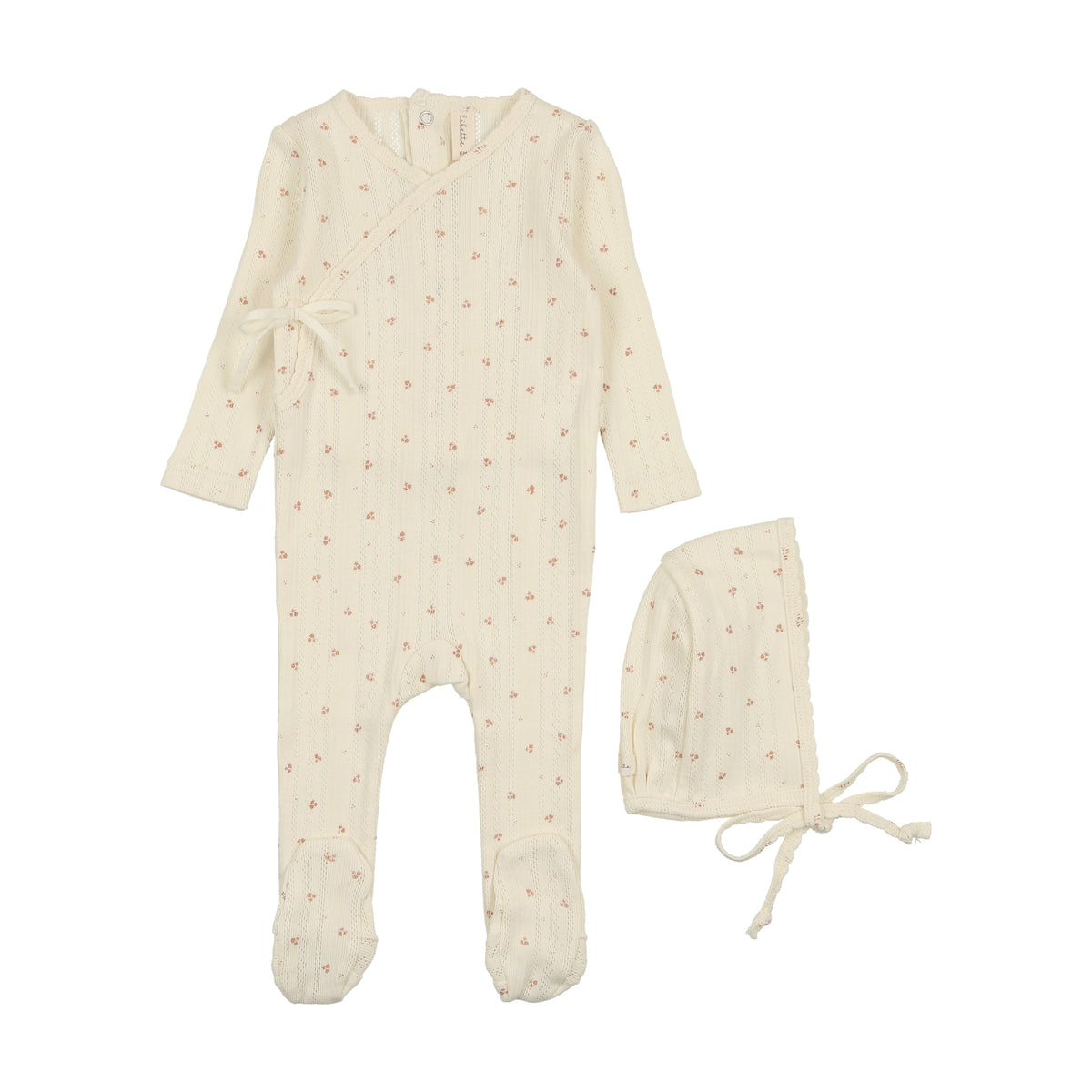 Lilette Dotty Florette Footie Set - Natural/Mauve main image 1