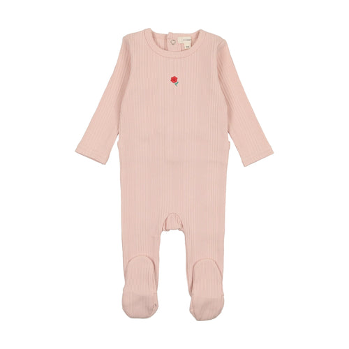 Lil Legs Multirib Flower Footie - Pink