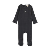 Lil Legs Multirib Star Footie - Off Navy