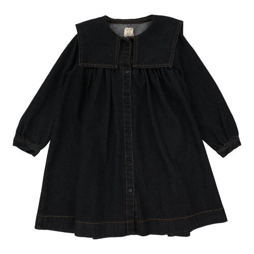 Lil Legs Pleated Sailor Dress - Black Denim