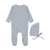 Lil Legs Pinstripe Footie & Bonnet - Blue