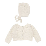 Lilette Popcorn Weave Cardigan Set - Cream