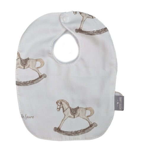 Petite Laure Baby Bib Cotton Rocking Horse - Beige