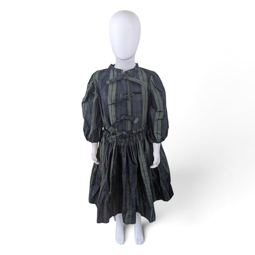 Cosmosophie Bow Shirt And Skirt Set - Green/Blue Plaid