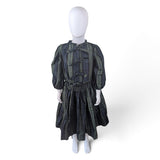 Cosmosophie Bow Shirt And Skirt Set - Green/Blue Plaid
