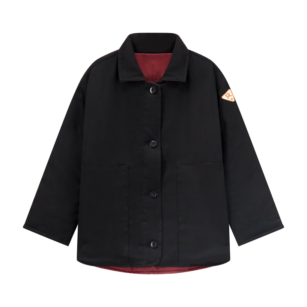 Rooie And Friends Padded Denim Jacket - Black/Cherry