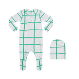 Heven PJ02 Grid Baby Pajama Footie Set - Green