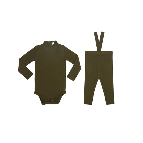 Parni Ribbed Suspenders Set-Green