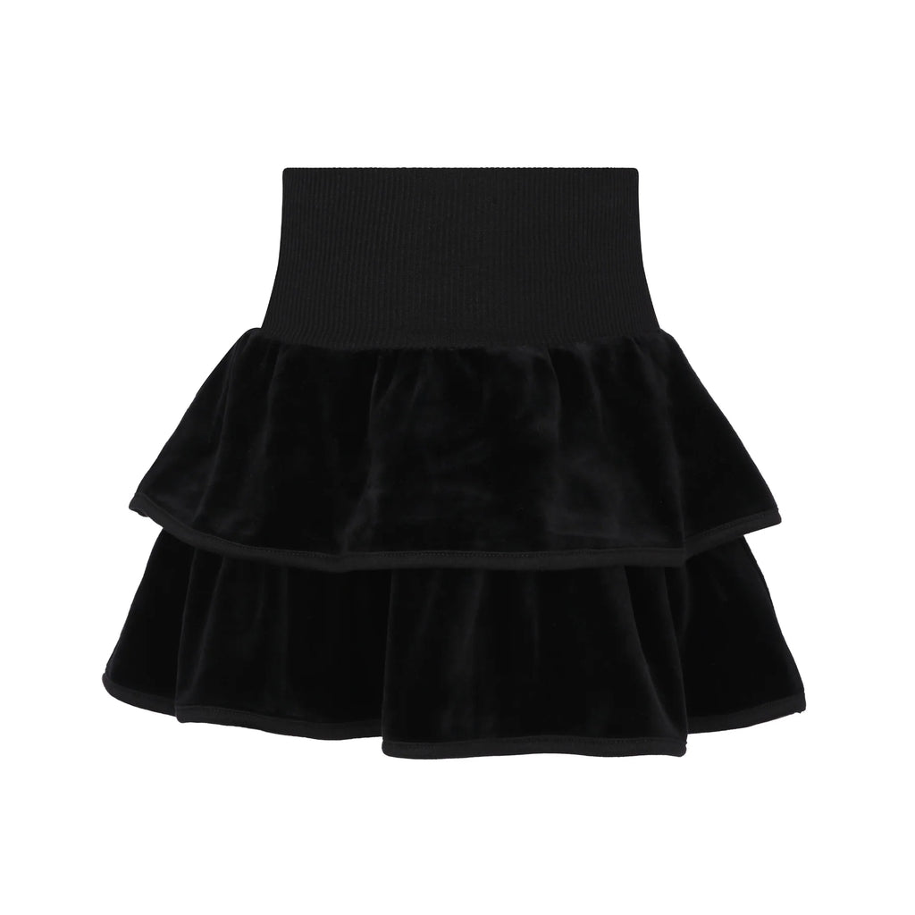 Parni Classic Velour Tiered Short Skirt - Black – Moonlight Layette