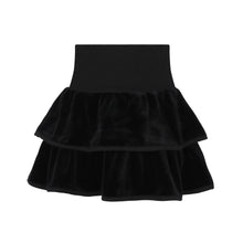 Load image into Gallery viewer, Parni Classic Velour Tiered Short Skirt - Black
