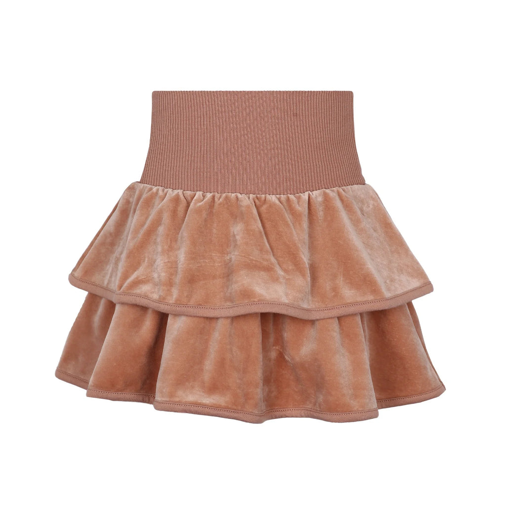 Parni Classic Velour Tiered Short Skirt - Pink