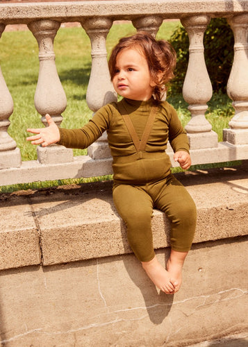 Parni Ribbed Suspenders Set-Green