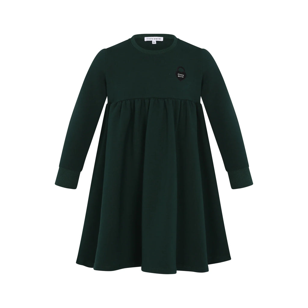 Little Parni Long sleeve French Terry Dress K476 - Green