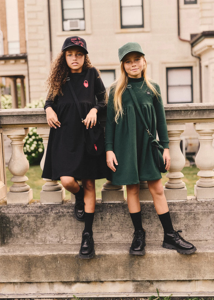 Little Parni Long sleeve French Terry Dress K476 - Green Moonlight Little Parni Long sleeve French Terry Dress K476 - Green Moonlight
