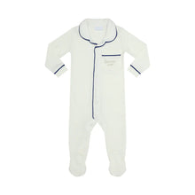 Load image into Gallery viewer, Heven One-Piece Lounge Button-Up Pajama PJ06 Ivory / Cobalt