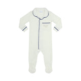 Heven One-Piece Lounge Button-Up Pajama PJ06 Ivory / Cobalt