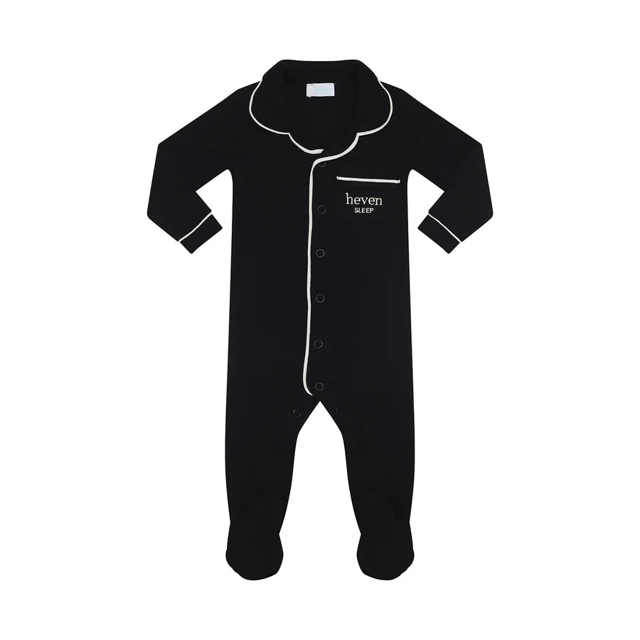 Heven One-Piece Lounge Button-Up Pajama PJ06 - Black