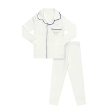 Load image into Gallery viewer, Heven Kids Long Sleeve Button-Up Pajama Set PJ05- Ivory / Cobalt