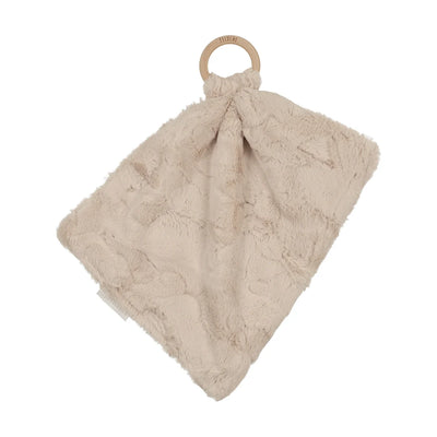 Peluche Mini Lux Fur Teethers with Wooden Ring - Beige