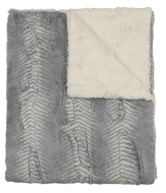 Peluche Feather Powder and Natural Lux Fur Blanket